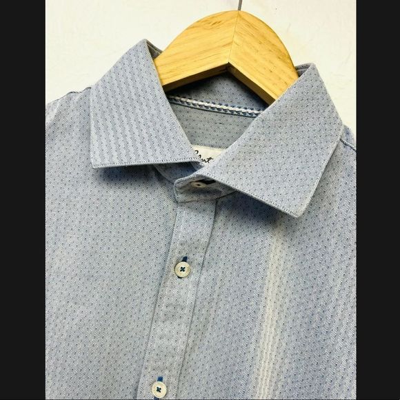 ROBERT GRAHAM Light Blue White Pattern Mens Button Down Shirt 41/16 - Picture 3 of 6